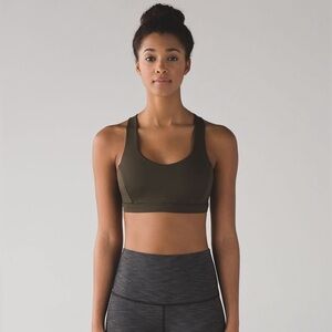 Lululemon Free to be Serene Sports Bra in Dark Olive, Size 6! 💚